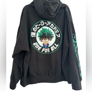 My Hero Academia Izuku Midoriya "One For All" Black Hoodie Size 2XL